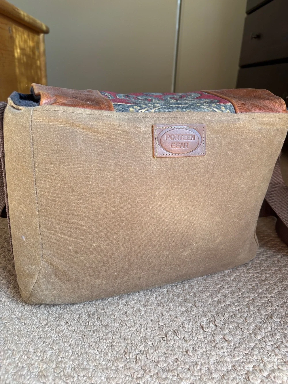 Leather and Tapestry Camera Bag